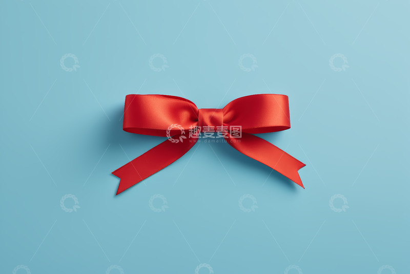 高清大图下载【趣麦麦图】蓝色背景上的红色蝴蝶结
