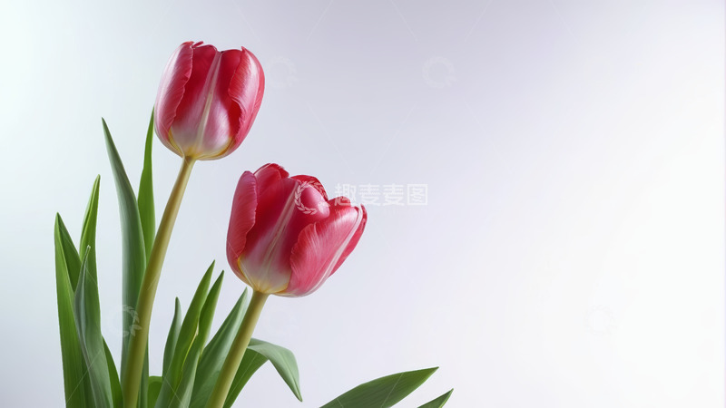 高清大图下载【趣麦麦图】两朵红色郁金香特写