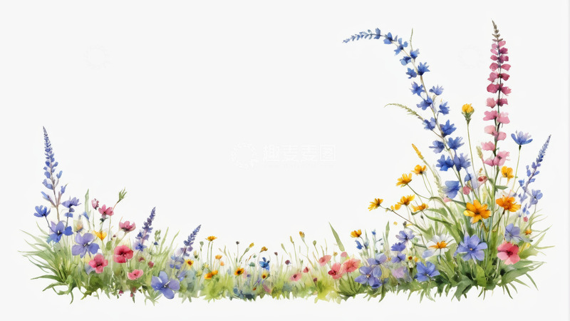 高清大图下载【趣麦麦图】水彩风格花卉装饰素材