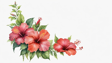 红色扶桑花插画素材