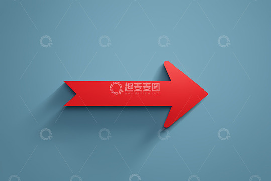 蓝色背景上的红色箭头符号