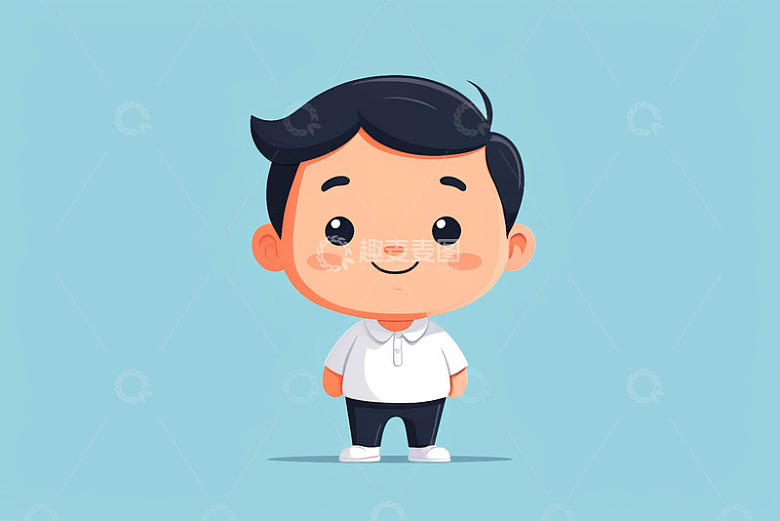 卡通男孩站立形象素材