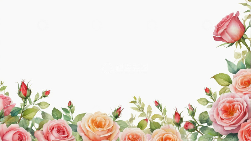 高清大图下载【趣麦麦图】白色背景上的粉色玫瑰花素材