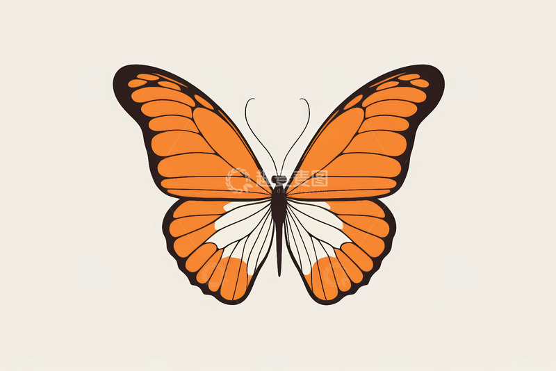 高清大图下载【趣麦麦图】橙色蝴蝶插画素材