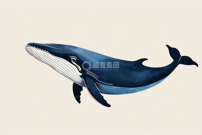 高清大图下载【趣麦麦图】卡通风格座头鲸插画