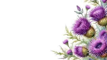 紫色蓟花植物角落特写