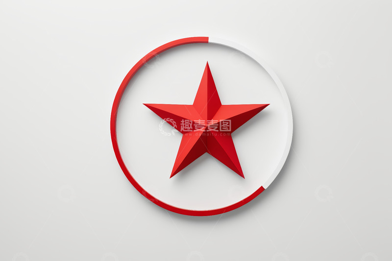 高清大图下载【趣麦麦图】红色五角星与圆环图标