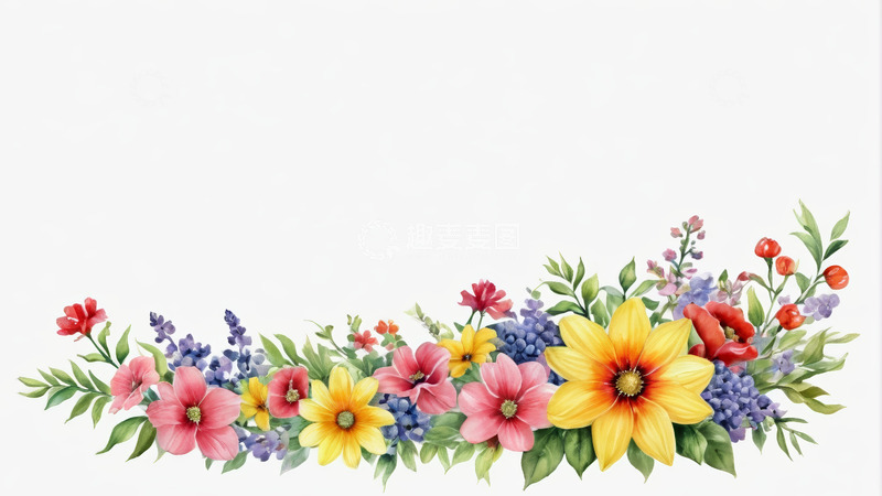 高清大图下载【趣麦麦图】彩色花卉植物边框素材