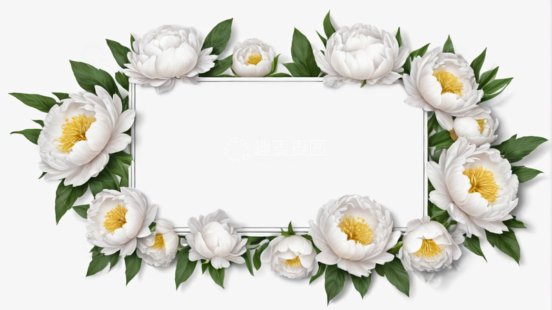 高清大图下载【趣麦麦图】白色花卉装饰框架素材