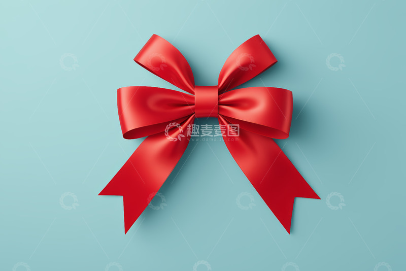 高清大图下载【趣麦麦图】蓝色背景上的红色蝴蝶结