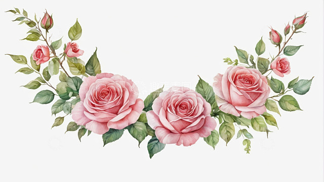 粉色玫瑰花装饰图案