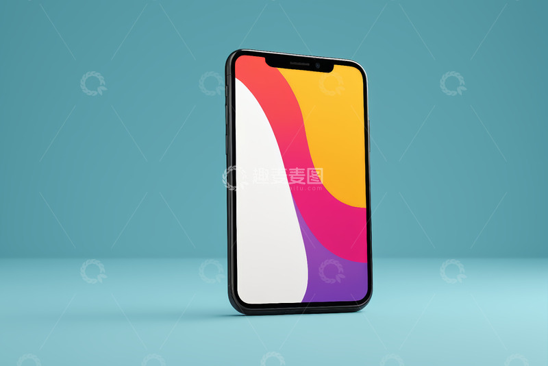 高清大图下载【趣麦麦图】蓝色背景下的智能手机展示