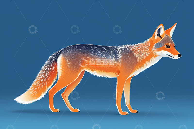 高清大图下载【趣麦麦图】站立的狐狸插画素材