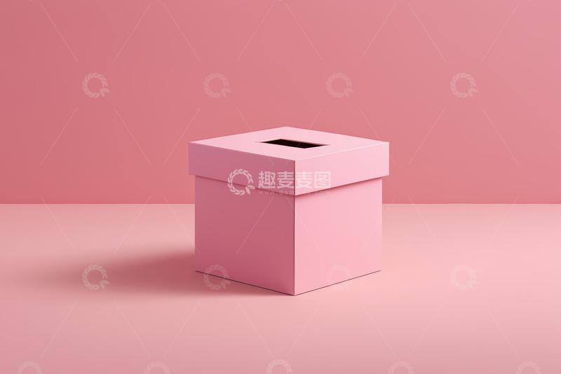 高清大图下载【趣麦麦图】粉色背景中的简约空盒子