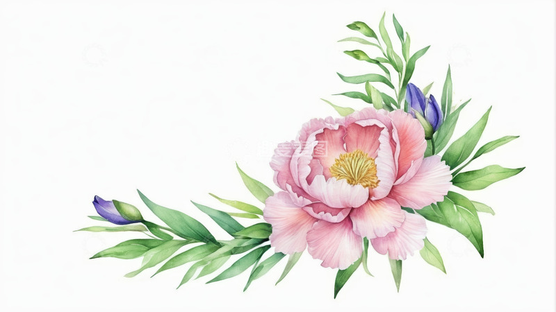 高清大图下载【趣麦麦图】手绘粉色花卉装饰图案