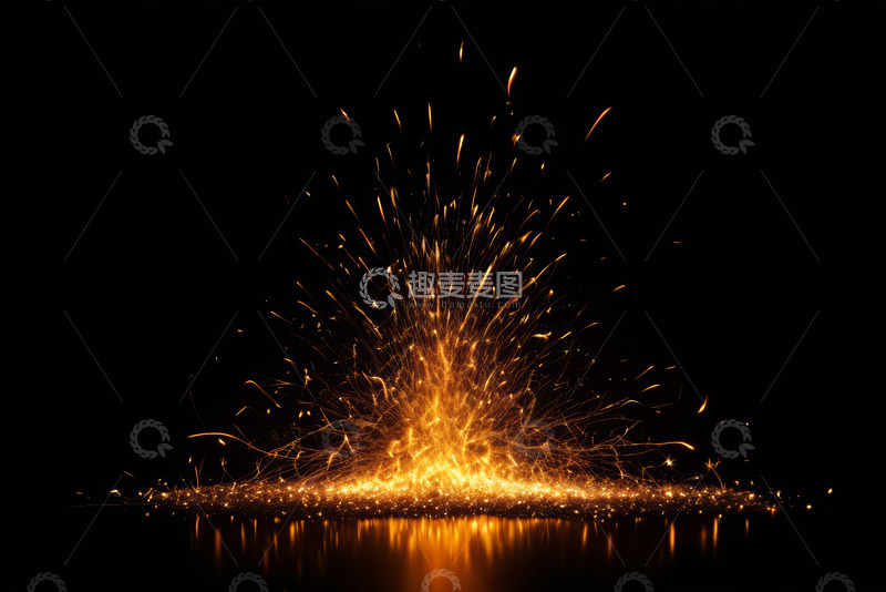 高清大图下载【趣麦麦图】黑色背景下的火花光影效果