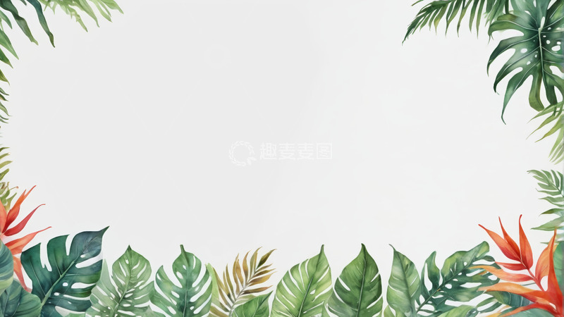 高清大图下载【趣麦麦图】热带植物边框背景图