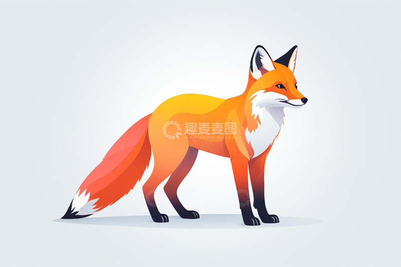 高清大图下载【趣麦麦图】站立的橙色狐狸插画