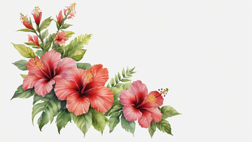 红色扶桑花装饰插画
