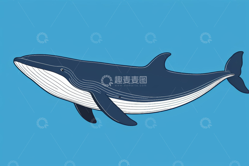 高清大图下载【趣麦麦图】蓝色背景上的卡通鲸鱼