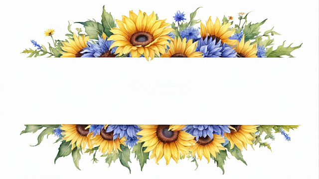 向日葵花卉边框插画素材