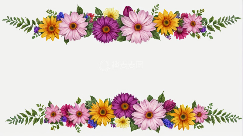 高清大图下载【趣麦麦图】彩色花卉装饰边框