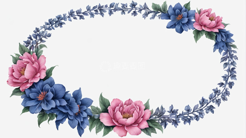 高清大图下载【趣麦麦图】椭圆形花卉装饰图案