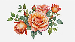 橙色玫瑰花插画素材