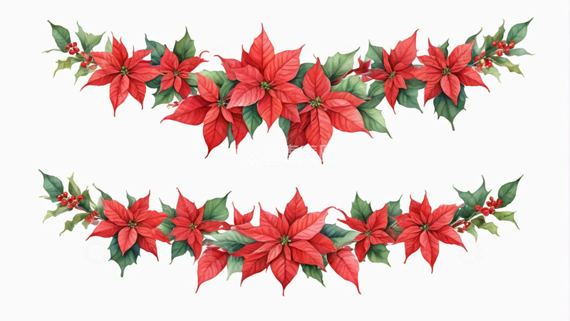 高清大图下载【趣麦麦图】圣诞一品红花卉装饰素材