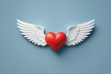 带翅膀的红色爱心图案