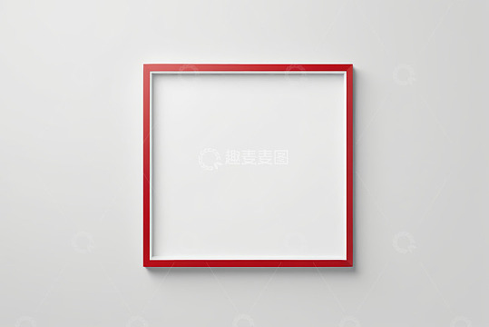 白色背景上的红色方形画框