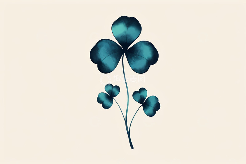 高清大图下载【趣麦麦图】蓝色三叶草插画图案