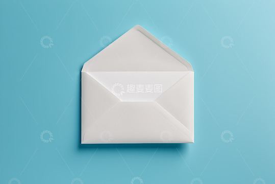 蓝色背景白色信封特写