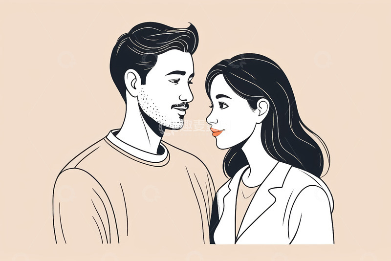 高清大图下载【趣麦麦图】男女对视浪漫画面