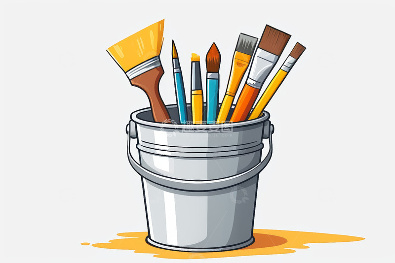 高清大图下载【趣麦麦图】桶装绘画画笔素材