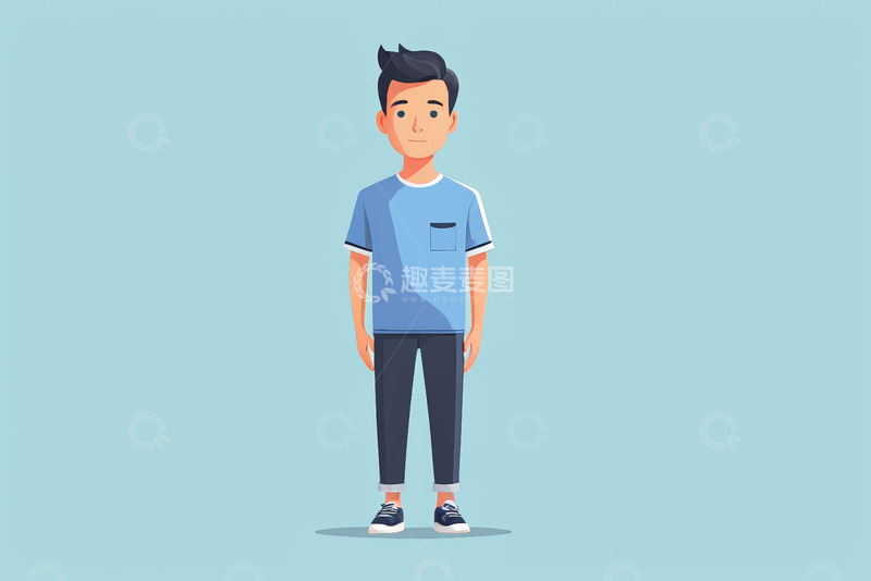 高清大图下载【趣麦麦图】站立的卡通风格男性形象