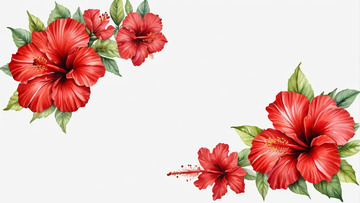 红色扶桑花花卉装饰图案