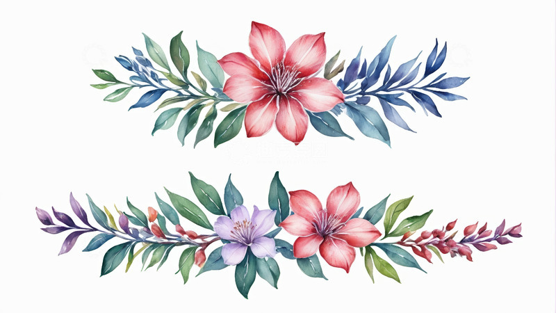 高清大图下载【趣麦麦图】水彩花卉植物装饰素材