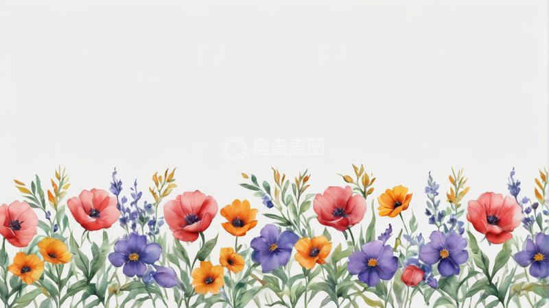 高清大图下载【趣麦麦图】手绘多彩花卉装饰素材