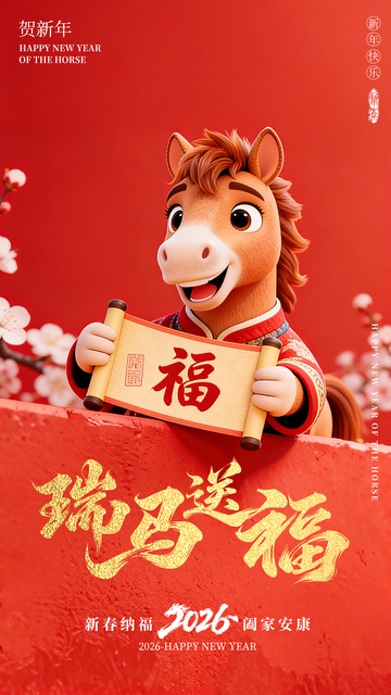 新春3D马年海报
