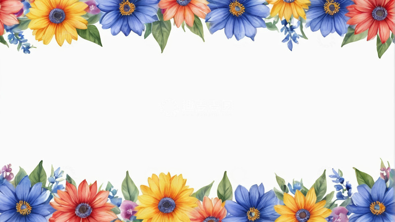 高清大图下载【趣麦麦图】彩色花卉边框装饰图案