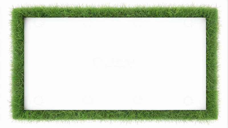 高清大图下载【趣麦麦图】绿色草框空白背景图