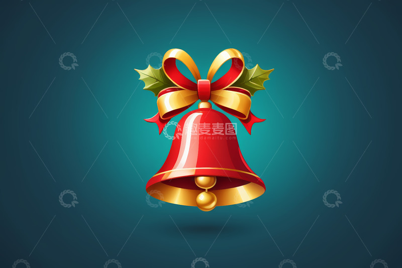高清大图下载【趣麦麦图】红色圣诞铃铛装饰