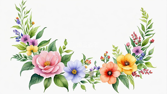 水彩风格花卉装饰素材