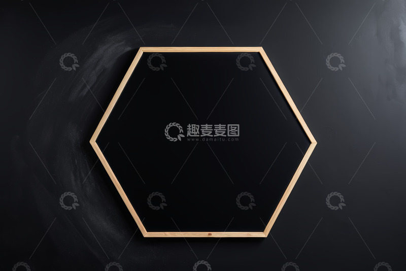高清大图下载【趣麦麦图】黑色背景上的六边形木质框架