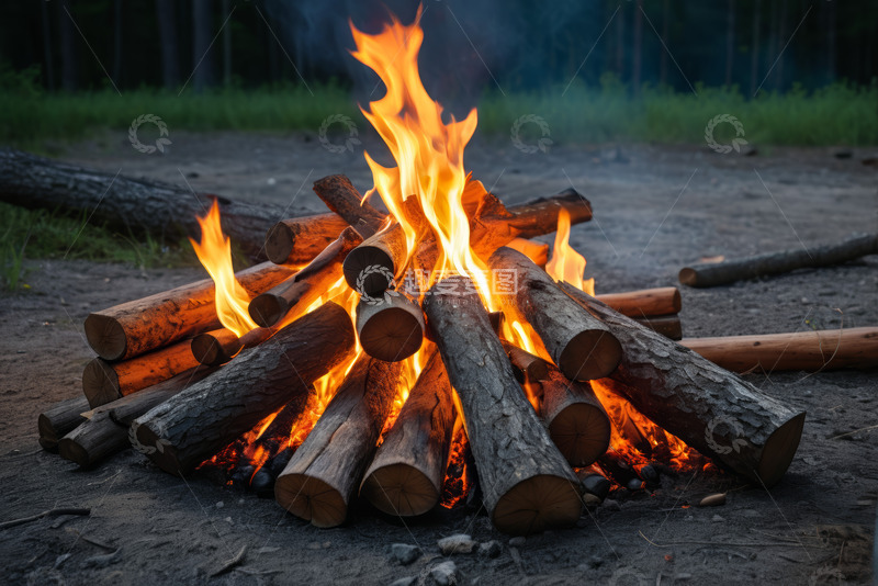 高清大图下载【趣麦麦图】户外露营篝火堆场景