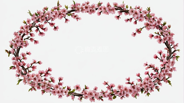 粉色樱花花环素材