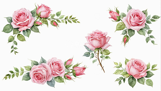 粉色玫瑰花插画素材