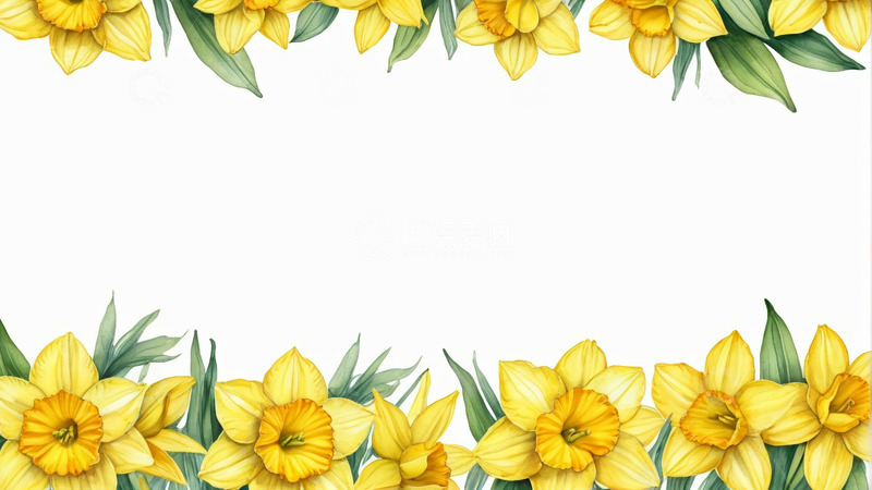 高清大图下载【趣麦麦图】黄色水仙花边框装饰素材