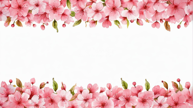 高清大图下载【趣麦麦图】粉色樱花花卉边框素材